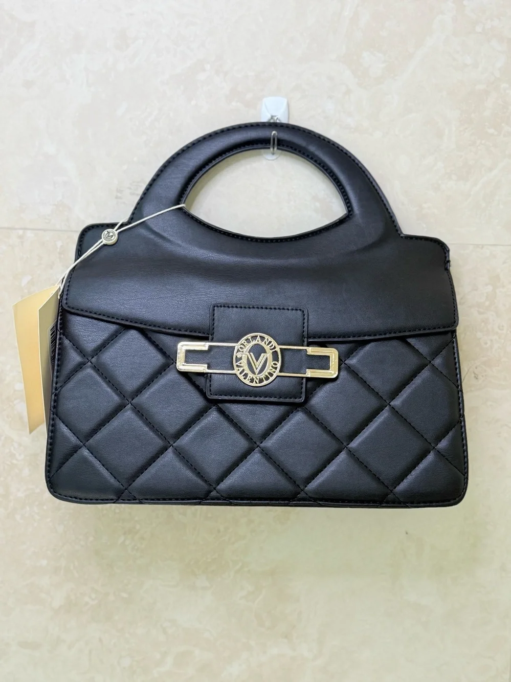 Valentino Orlandi Quilted Black Top-Handle Crossbody NWT